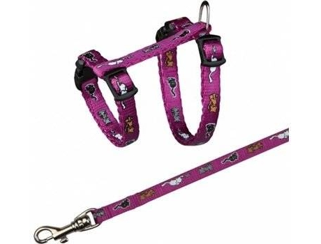 Arnés y Correa para Gatos TRIXIE Ajustable (Rosa - 21-33cm - Nylon - S - Porte Pequeño)