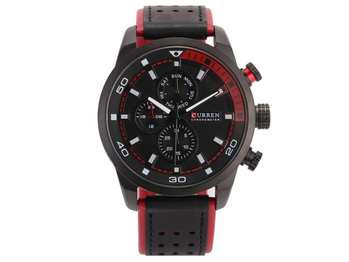 Reloj Casual Empresarial Para Hombre Moda Duradero Cuarzo Pulsera Rojo
