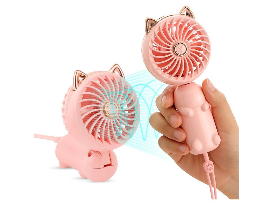 Mini Ventilador Portátil De Mano Con Orejas De Gato, Recargable Por Usb Para Niñas/mujeres/niños, Ideal Para Viajes Al Aire Libre.