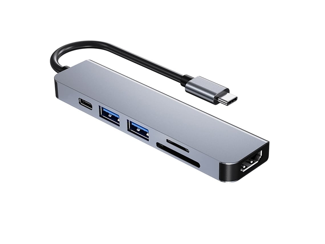 Adaptador USB-C para MacBook, concentrador multipuerto USB-C a HDMI 4K, 6 en 1, compatible con MacBook Pro, Dell y otras computadoras portátiles tipo C, Stellasplen