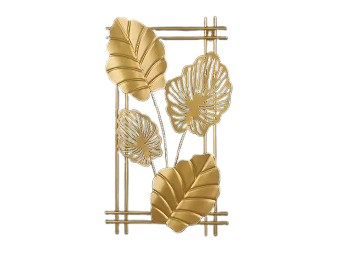 Decoración de pared con forma de hoja, planta, hierro dorado, C Flower Valley