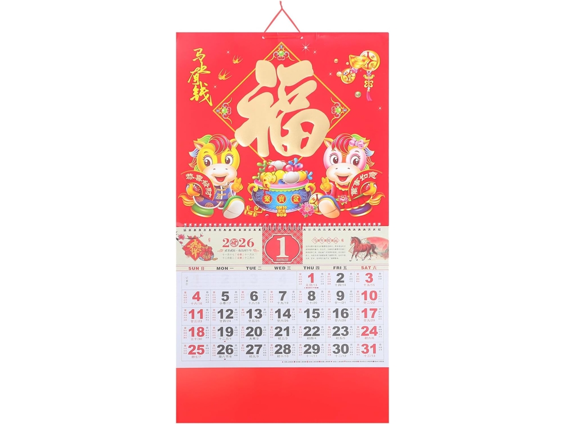 Calendario Lunar Mural Con Temática De Caballos, Agenda Anual China Para La Decoración Del Hogar Y La Oficina