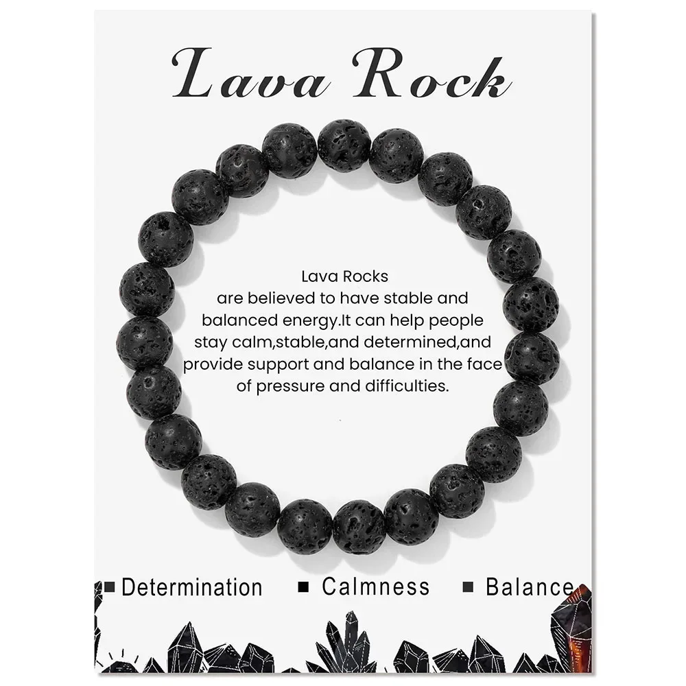 Pulsera de hematita magnética natural, joyería de meditación de chakras MDUG (lava 21cm)