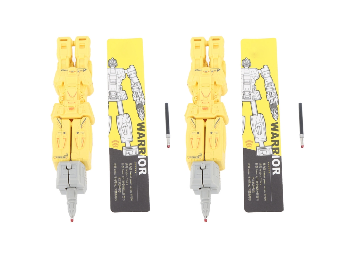 2 Bolígrafos Robot Transformables De Juguete, Deformables, De Material Plástico, Estuche Amarillo Para Lápices Escolares