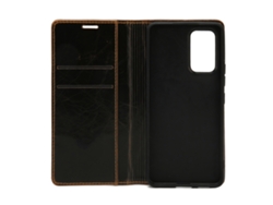 Capa De Telefone Flip Couro Para A53 5g Com Carteira Slot Cartões Suporte Resistente A Impactos Marrom Preto