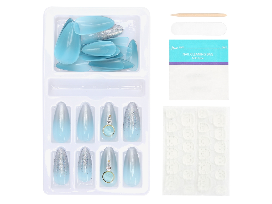 24 Uñas Postizas Reutilizables De Cobertura Completa Con Accesorios De Manicura F745-7