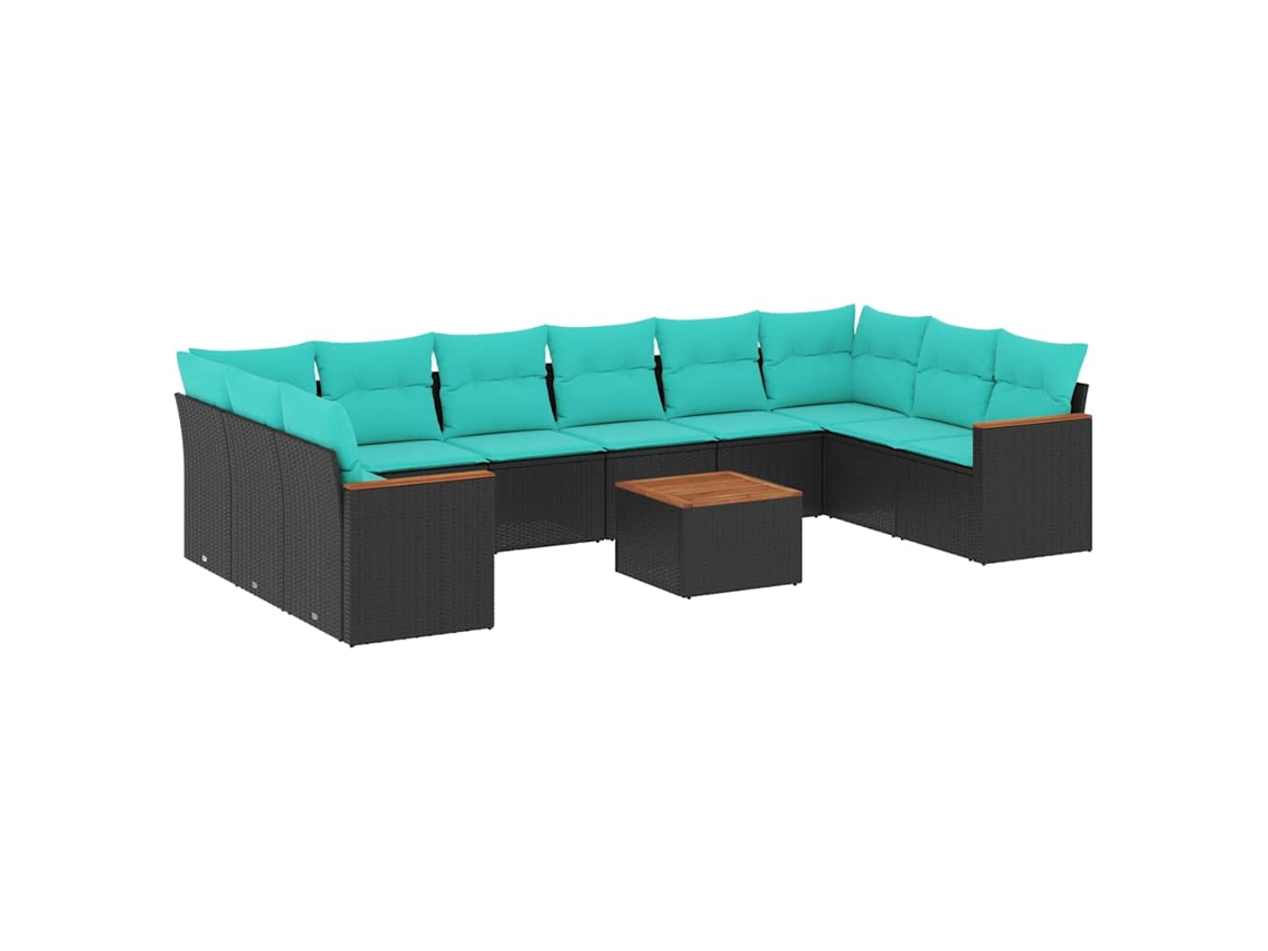 Maison Exclusive - Conjunto De Sofá De Jardín De 11 Piezas Con Cojines, De Poliratán Negro