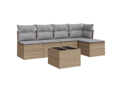 Conjunto 6 de sofás jardín con cojines VIDAXL ratán sintético beige