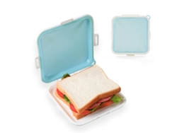Caja Para Sándwich De Silicona Azul (1 Ud.). Con Cierre, Sin Bpa, Hermética Y Reutilizable. Ideal Para Frutas, Ensaladas Y Snacks.