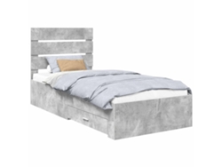 Maison Exclusive - Estructura De Cama Con Cajón Gris Concreto 100 X 200 Cm