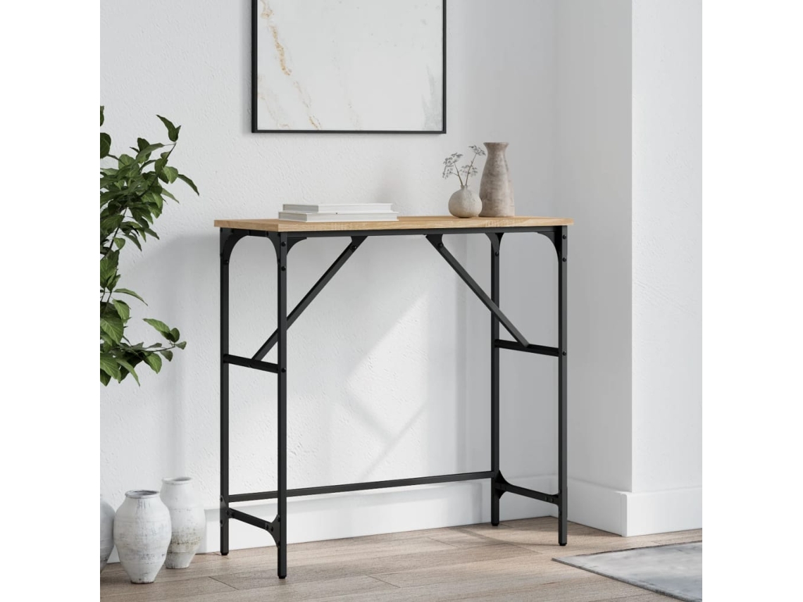 Mesa Consola | Mesa De Entrada | Mesa De Apoyo Madera De Ingeniería Roble Sonoma 75x32x75 Cm