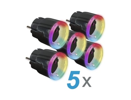 Pack de 5 Enchufes Wifi Inteligentes con Medidor de Consumo y LEDs Multicolor 230Vac 12A 2500W Negro SHELLY Plus Enchufe S Negro