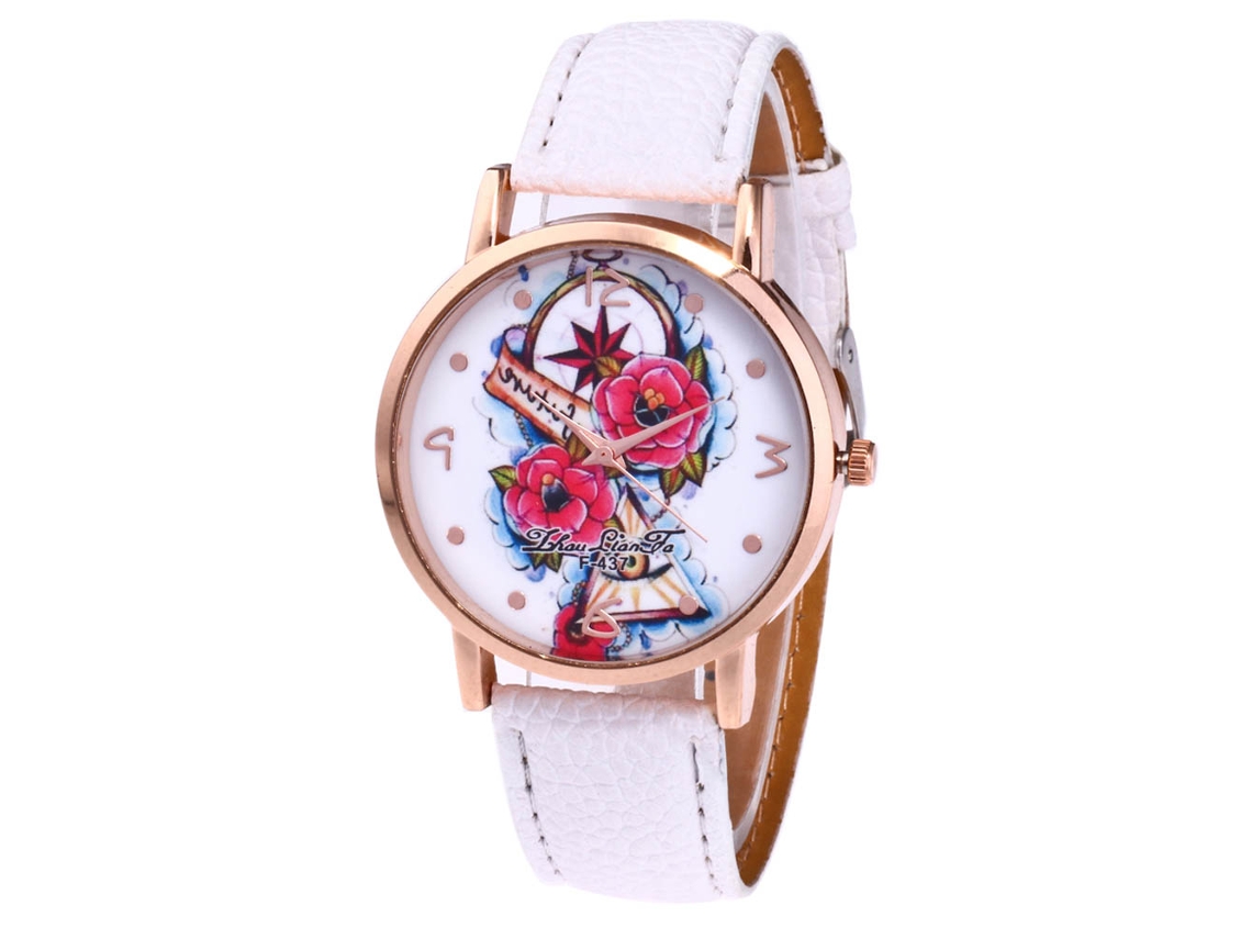 Reloj De Pulsera Informal Y Moderno Para Estudiantes Con Correa De Cuero Sintético Blanco.