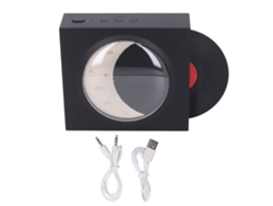 Reloj Despertador Inalámbrico Bluetooth Pequeño De Estilo Retro Con Altavoz De Luz De Luna Para El Hogar Y La Oficina - Negro
