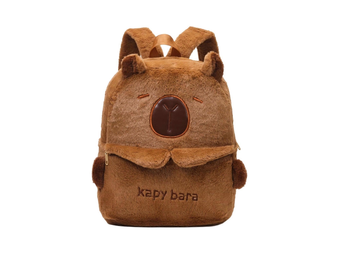 Mochila de peluche con forma de capibara, divertida y elegante, grande y práctica, ideal para excursiones escolares y ocasiones informales.
