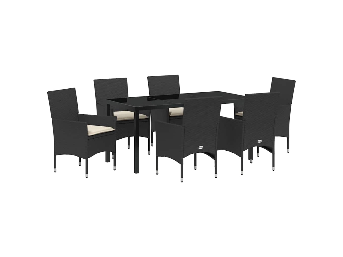 Maison Exclusive - Conjunto De Comedor De Jardín 7 Pcs Negro Ratán Sintético