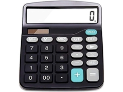 ELKUAIE Calculadora calculadora electrónica de escritorio, pantalla grande de 12 dígitos, calculadora de oficina con pantalla LCD de batería solar, negro