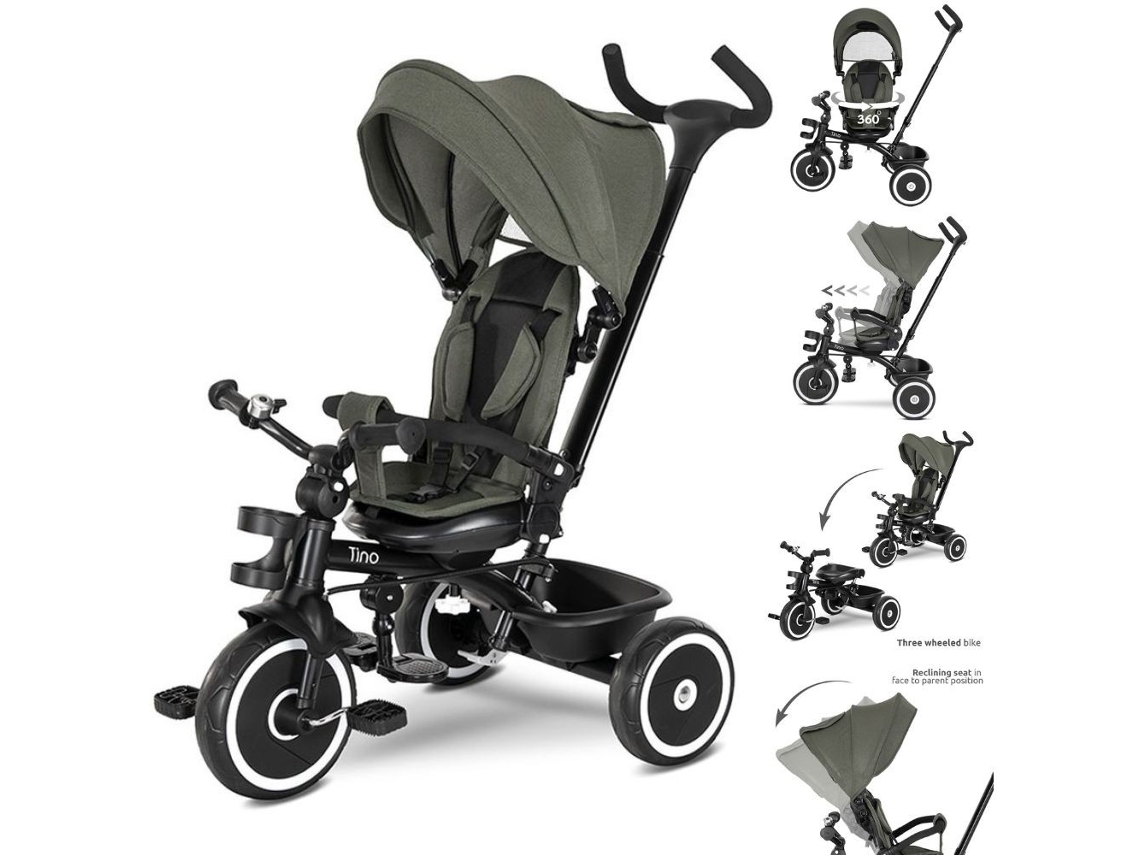 Triciclo Evolutivo Tino De Lorelli Con Asiento Giratorio Y Respaldo Reclinable - Green