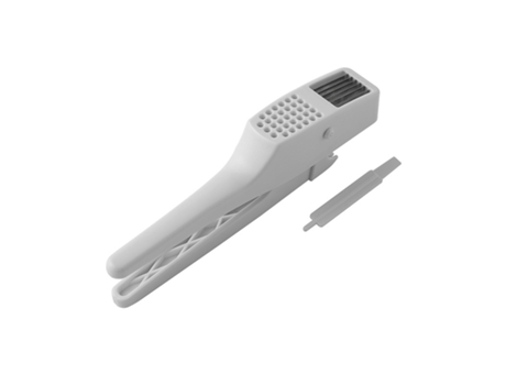 Espremedor de alho y fatiador multifuncional para fatiar y moer de plastico blanco/Gris