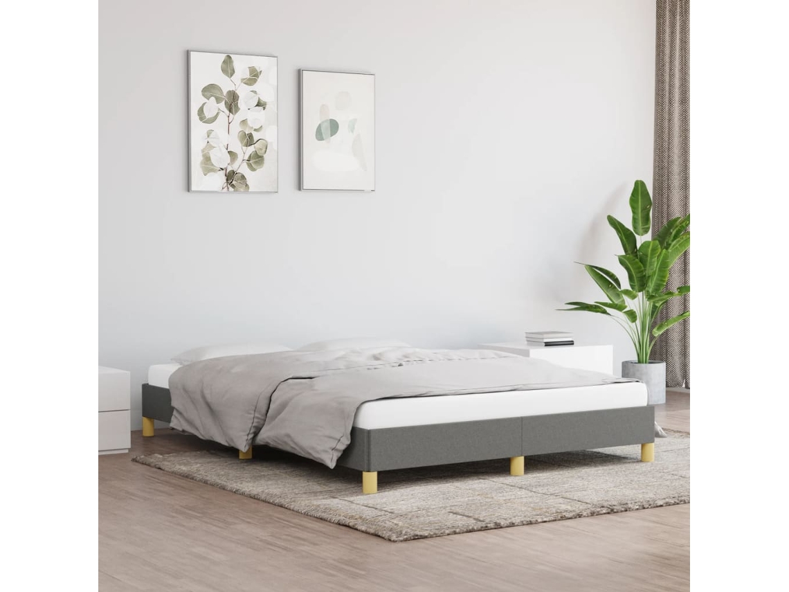 Estructura de cama sin colchón tela gris oscuro 140x200 cm