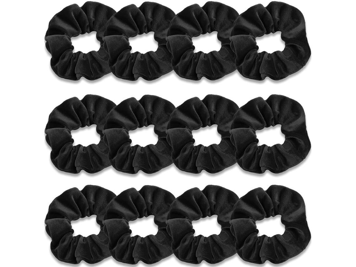 12 piezas de accesorios para el cabello de terciopelo para mujer, cintas elásticas suaves para el cabello, accesorios para el cabello negro ZYBLSSBB