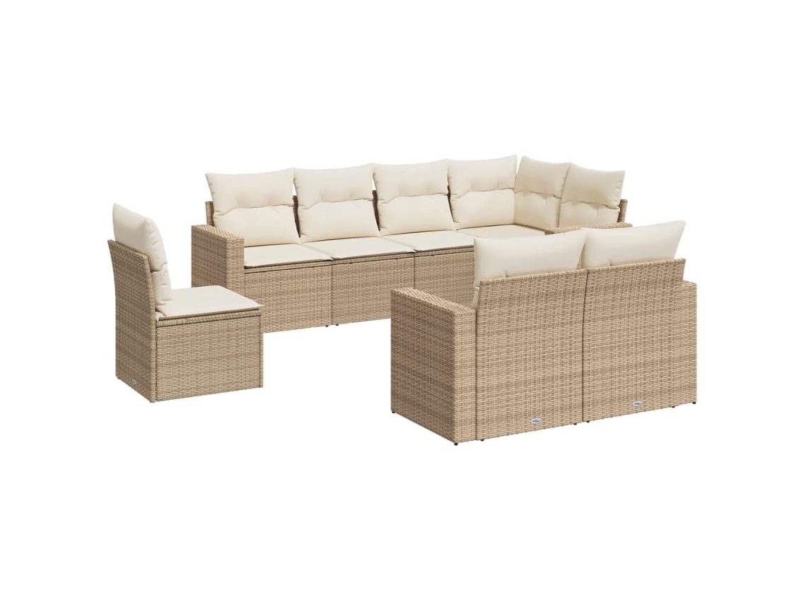 Maison Exclusive - Conjunto de sofá de jardín de 8 piezas con cojines de mimbre, color beige