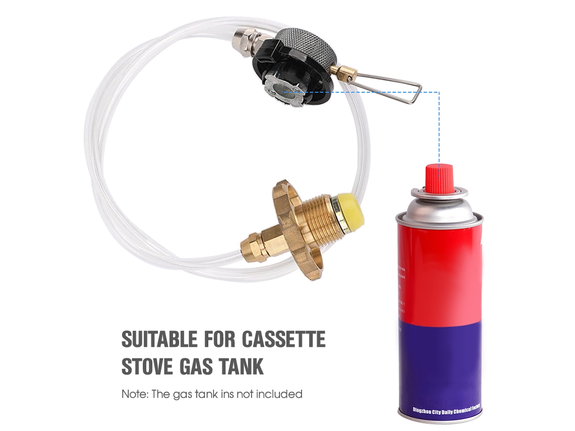 Adaptador de estufa de gas para acampar con accesorios y repuestos