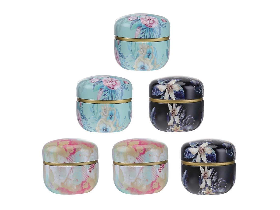 6 recipientes decorativos con tapa, tarros de té, latas de café, almacenamiento de velas, hojalata, metal, Chaberlu