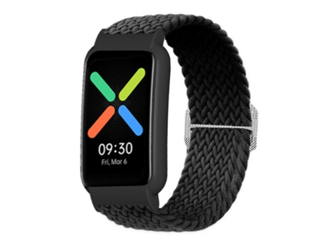 Correa de nailon con elástico de punto para Oppo Watch - negro Negro