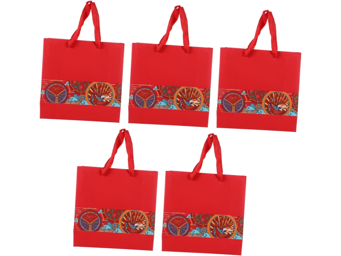 Juego de 5 bolsas de papel estilo étnico para fiestas, embalaje grande para dulces y celebraciones, Gokoco