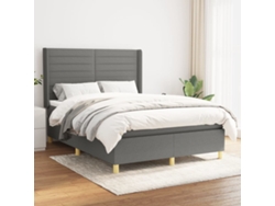 Cama Box Spring Con Colchón Tela Gris Oscuro 140x190 Cm