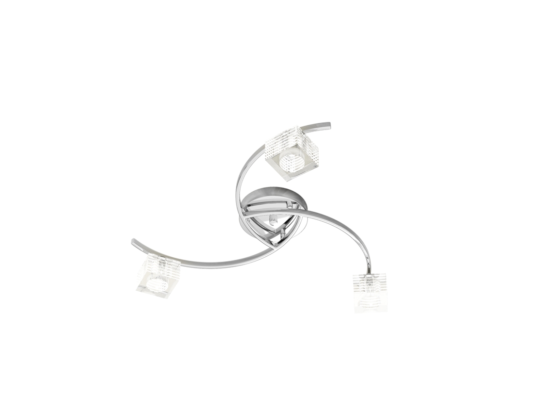 Lámpara de techo Toplight Metropolitan de 3 luces con casquillo G9, marco cromado y cristal trabajado, diseño moderno 50x50x12cm Top Light