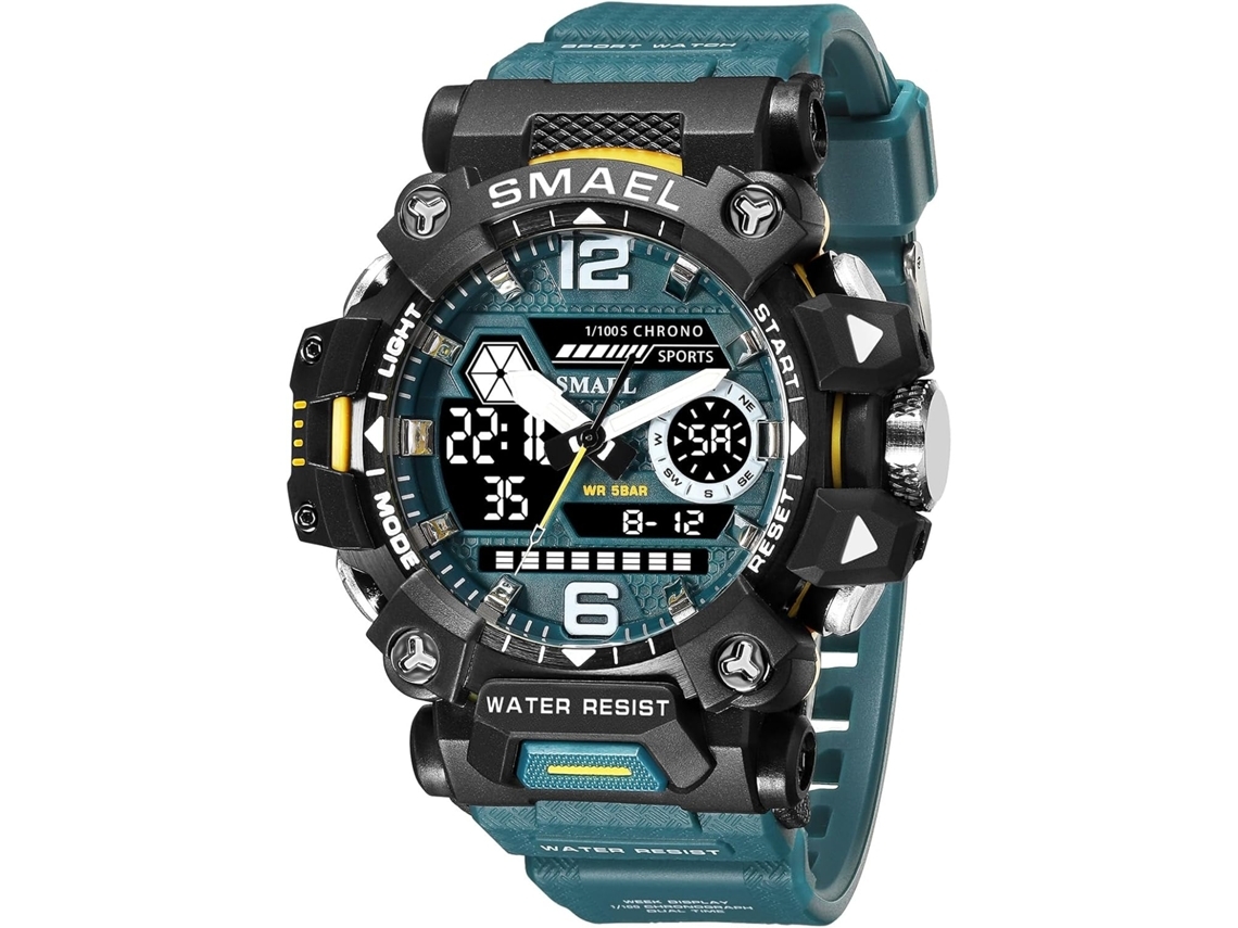 Reloj deportivo militar resistente al agua para hombre, cronómetro con alarma LED multifuncional