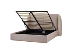 Cama con almacenaje Beliani Monestier de poliéster beige (204 x 220 x 115 cm)