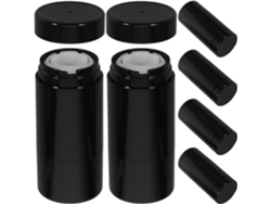 Juego De 6 Botellas Vacías De Plástico Pp Negro Mate De 50 G Con Base Giratoria.