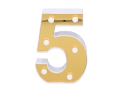 Lámpara Decorativa Led Dorada Con El Número 5 Para Bodas, Cumpleaños, Fiestas Y Decoración Navideña