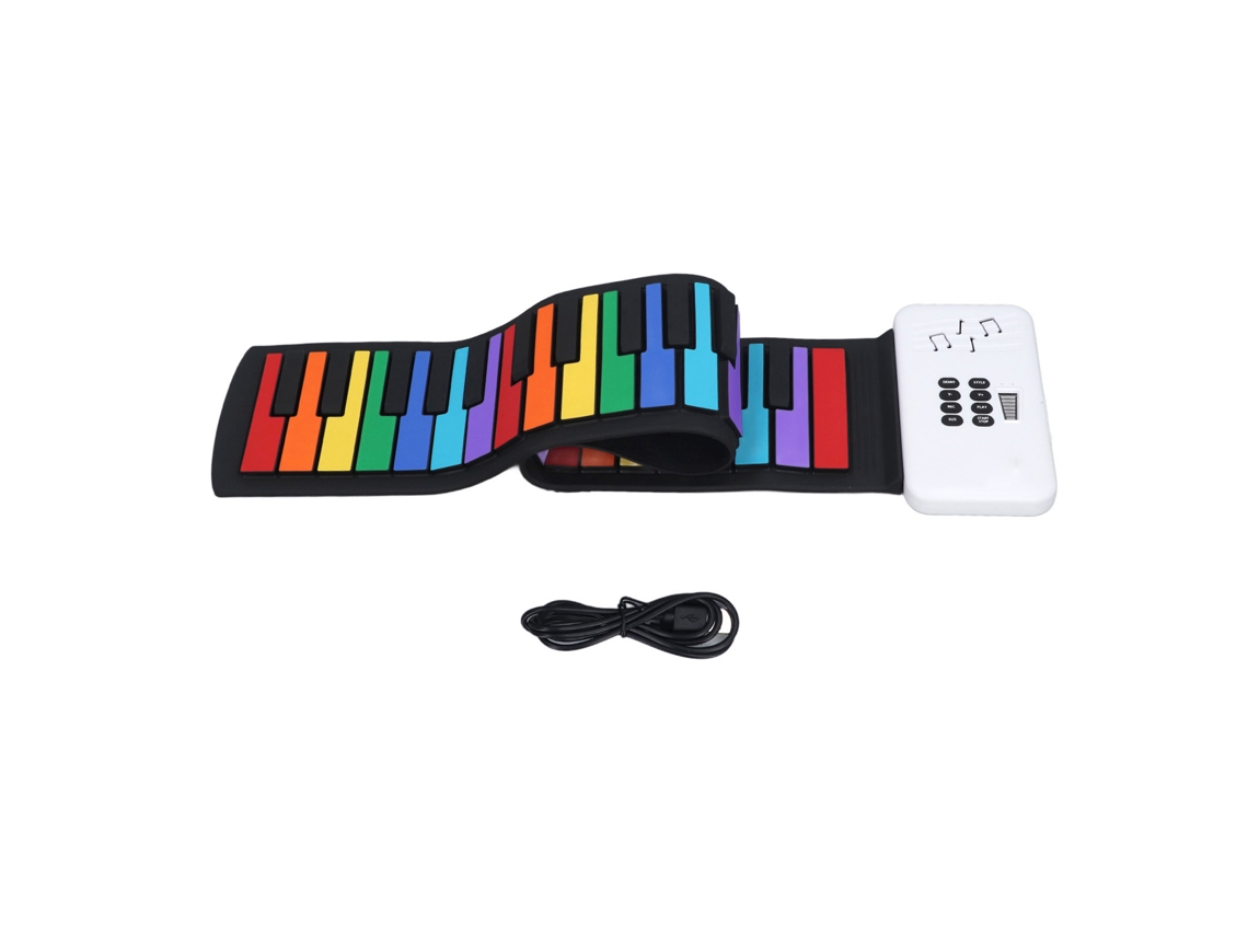 Piano Enrollable De 49 Teclas De Silicona Gruesa Impermeable 500mah Colorido Plegable Para Niños