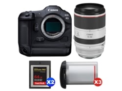 Canon Eos R3 + Rf 70-200mm F/2.8 L Is Usm + 2 Sandisk 64gb Extreme Pro Cfexpress Type B + 3 Canon Lp-e19 + Ebook Pricedirect
