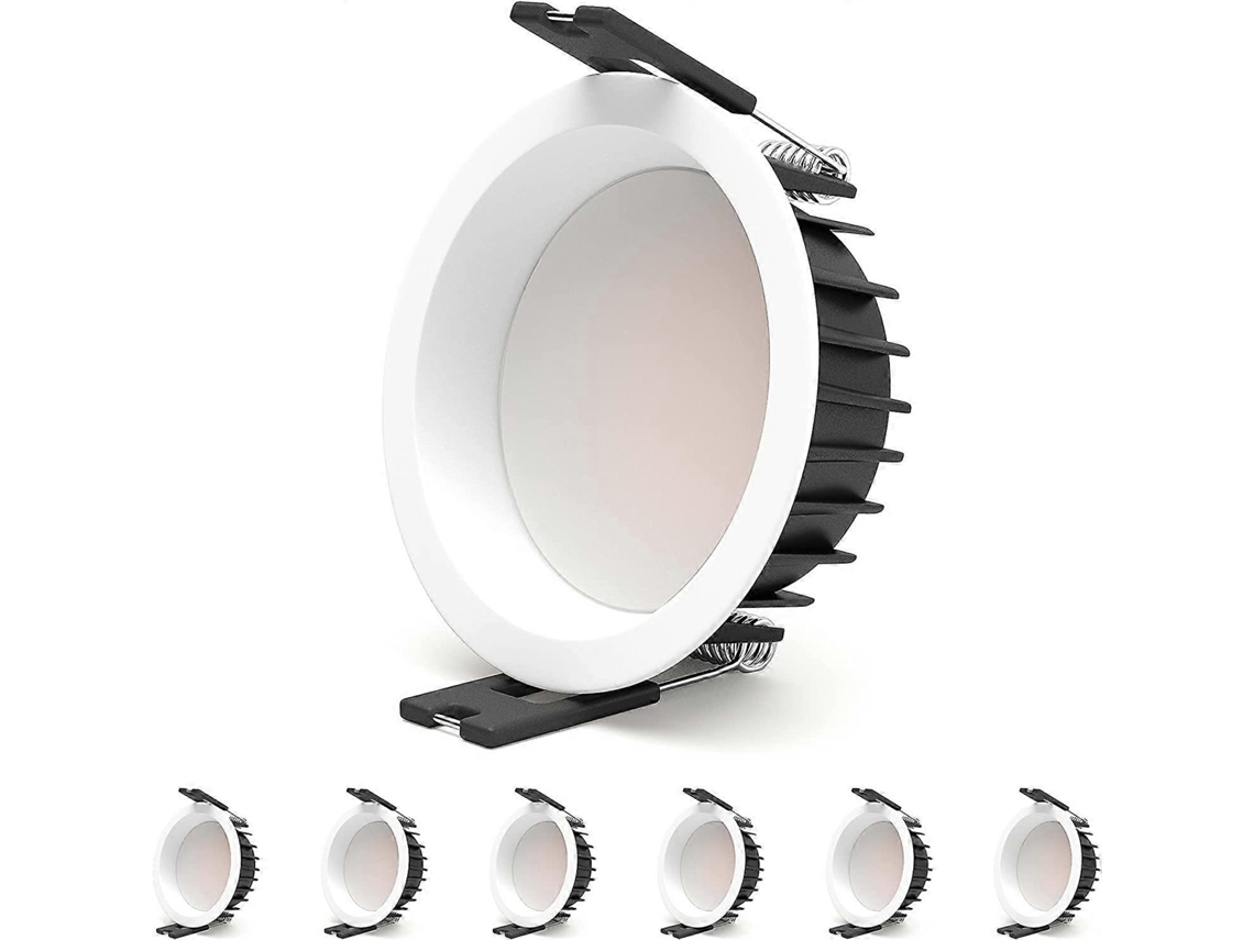 Rebe-6pcs Foco Empotrado Led 7w 3000k, Ángulo 100°, Tamaño De Agujero 85mm, Aluminio, 220-240v, Ahorro Energético