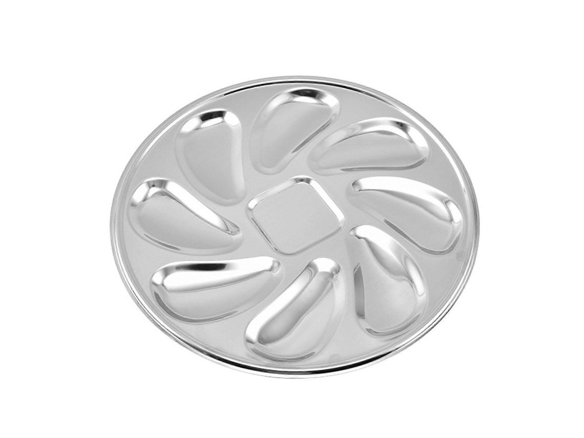 Bandeja para servir ostras, bandeja de acero inoxidable resistente a la corrosión con 8 compartimentos para mariscos, ideal para el hogar y restaurantes.