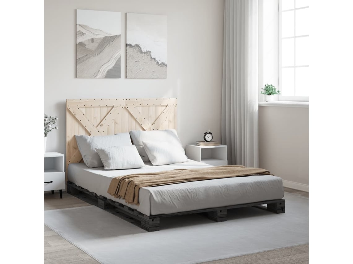 Estructura De Cama Sin Colchón Madera De Pino Gris 160x200 Cm