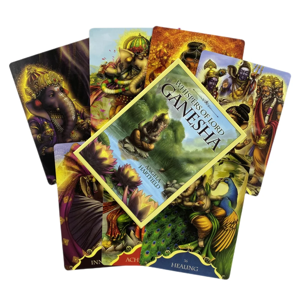 Tarô Oráculo Dos Sussurros De Ganesha, 50 Cartas De Papelão Coloridas