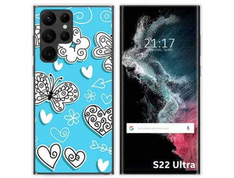 Carcasa Samsung Galaxy S22 Ultra 5G TUMUNDOSMARTPHONE Dibujos Mariposas Multicolor