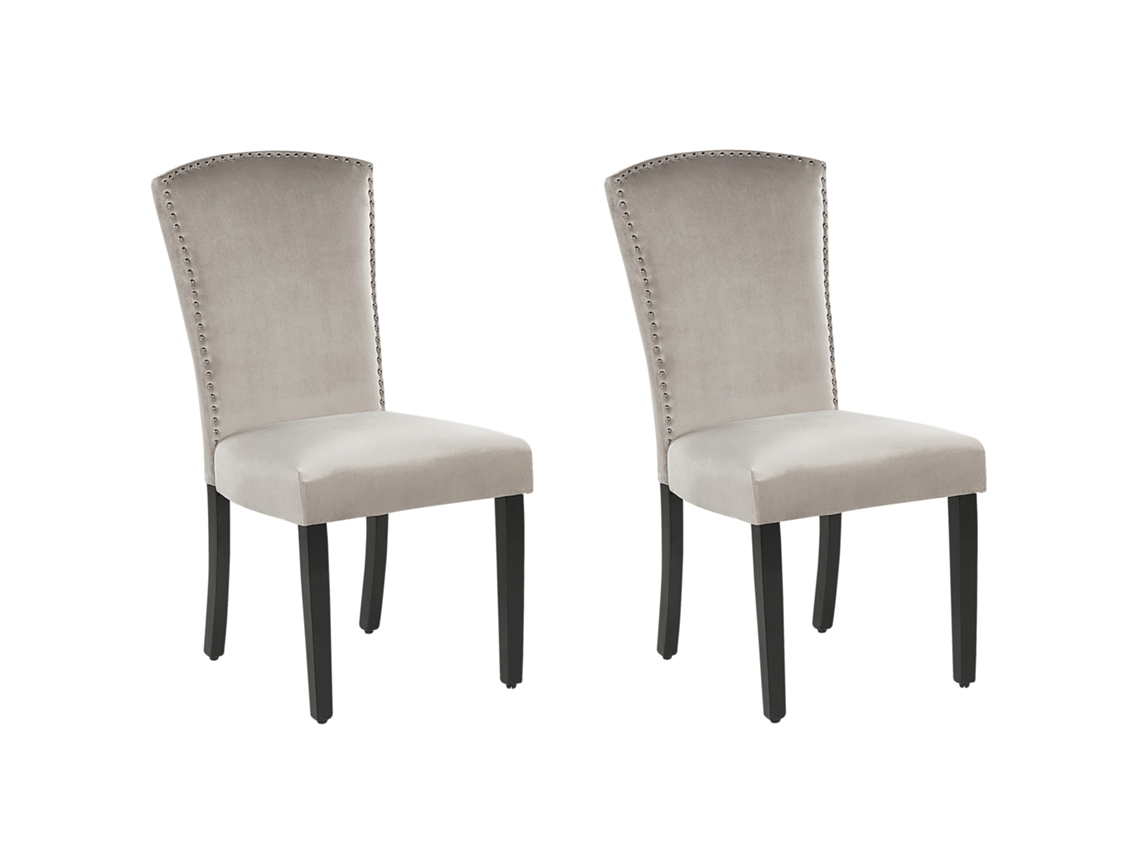 Conjunto de 2 cadeiras elegantes para sala de jantar BELIANI Piseco de Veludo Cinzento 48x62x97