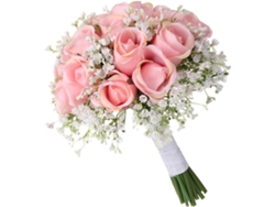 Ramo De Boda De Rosas Y Gypsophila Artificiales De Seda Para Decoración