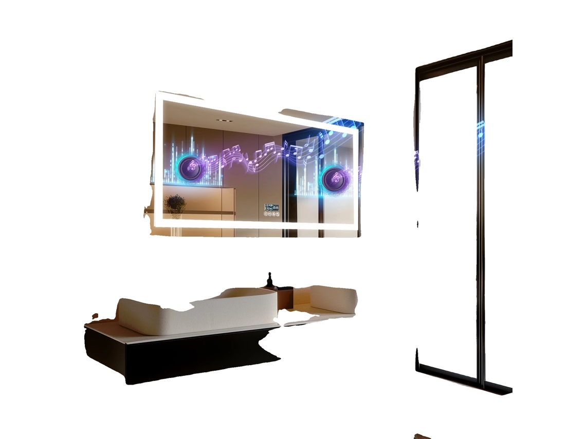 Espejo de baño LED con altavoz Bluetooth, pantalla inteligente, iluminación regulable, 40 x 24 pulgadas, OEM