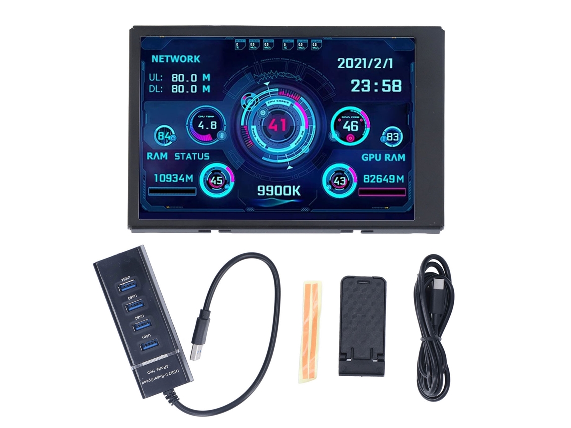 Monitor Ips De 3,5 Pulgadas Con Rotación De 360° Y Concentrador Usb 3.0 Para Chasis Itx.