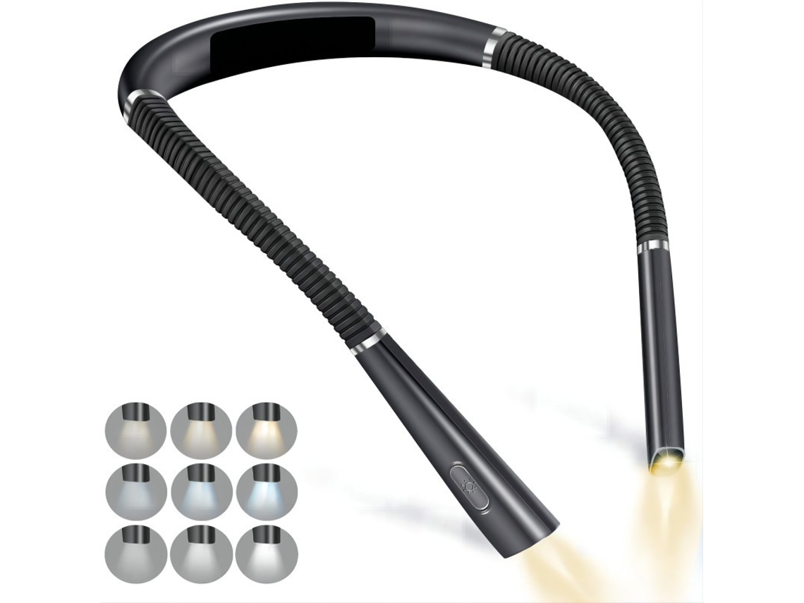 Lámpara Cuello Flexible Recargable 3 Núcleos 9 Modos P Lectura Libro Cama