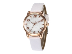 Reloj De Pulsera De Cuero Para Mujer, Estilo Formal E Informal, Cuarzo, Blanco.