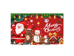 Panel decorativo navideño, fondo rojo con Papá Noel y árbol de Navidad. TRUYUETY